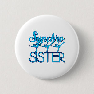 Synchro Sister Synchronised Skating Ice Skater 6 Cm Round Badge