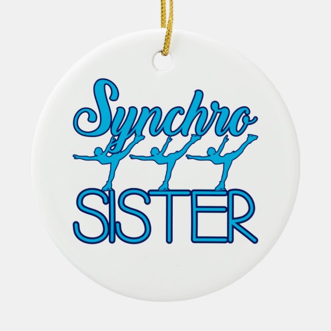 Synchro Sister Synchronised Skating Ice Skater Ceramic Tree Decoration (Front)