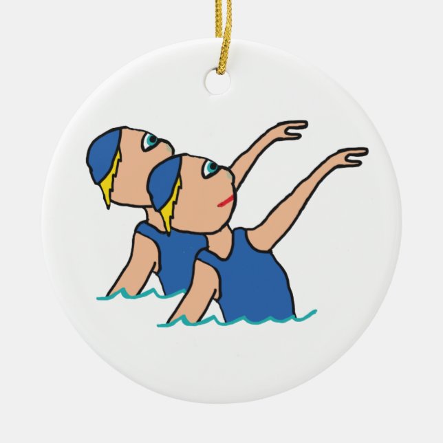 Synchro Swimming Ceramic Tree Decoration (Front)