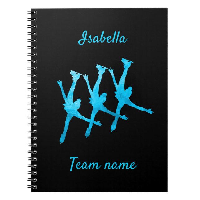 Synchronised skating notebook line turquoise blue (Front)