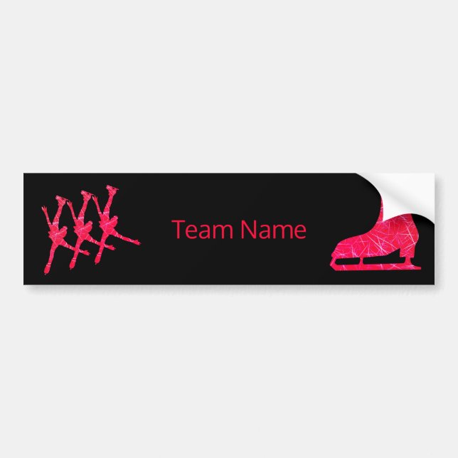 Synchronised skating team bumper sticker - red (Front)