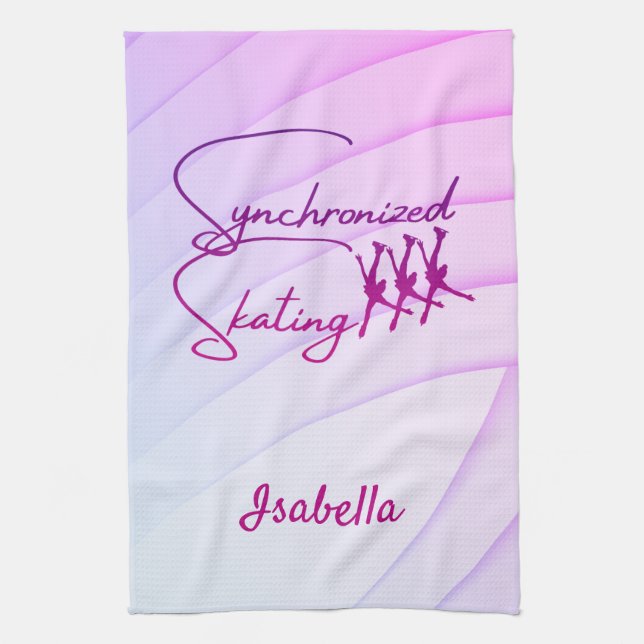 Synchronised skating towel calligraphy purple pink (Vertical)