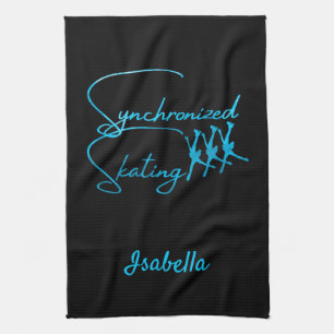 Synchronised skating towel calligraphy turquoise