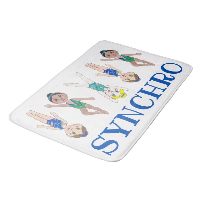 Synchronised Swimmer Girls Synchro Swimming Sports Bath Mat (Angled)