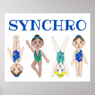 Synchronised Swimmer Girls Synchro Swimming Sports Poster