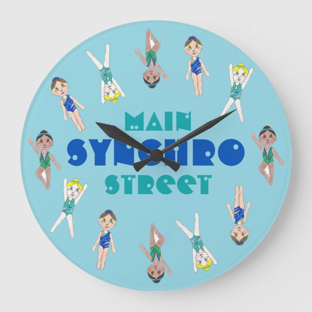 Synchronised Swimmer Pool Synchro Swimming Girls Large Clock (Front)