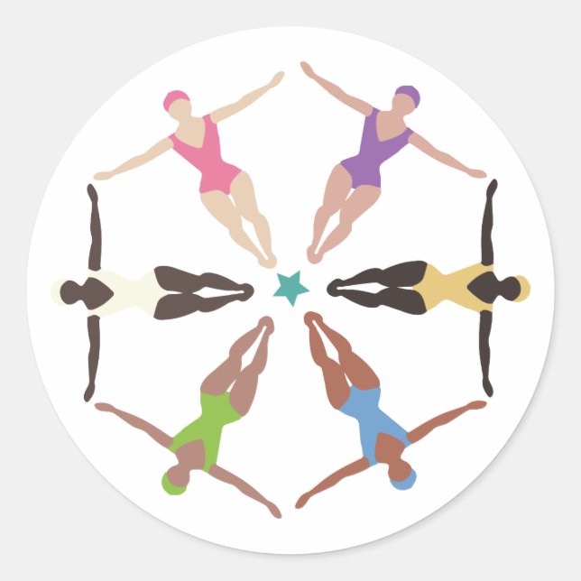 Synchronised Swimmers Classic Round Sticker (Front)