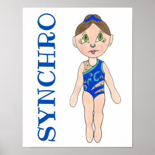 Synchronised Swimming Blue Synchro Swimmer Girl Poster