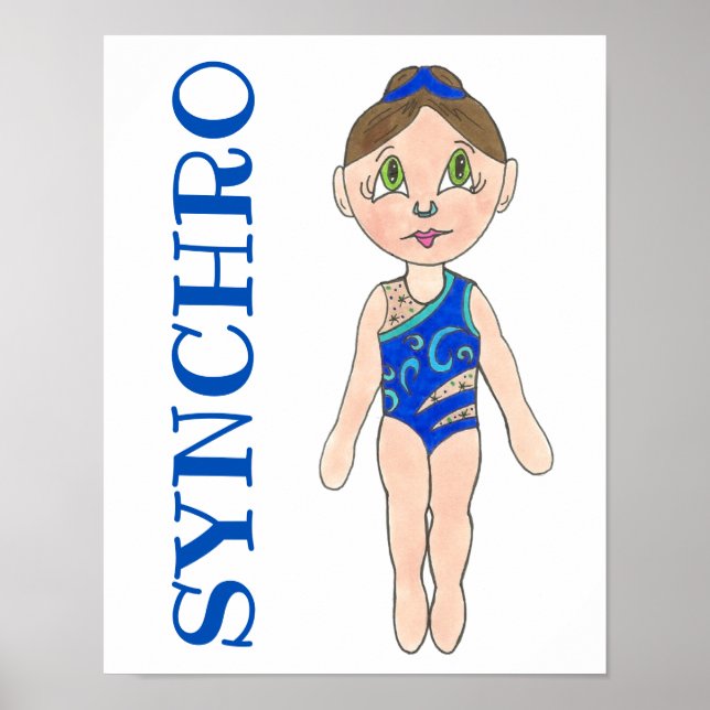 Synchronised Swimming Blue Synchro Swimmer Girl Poster (Front)