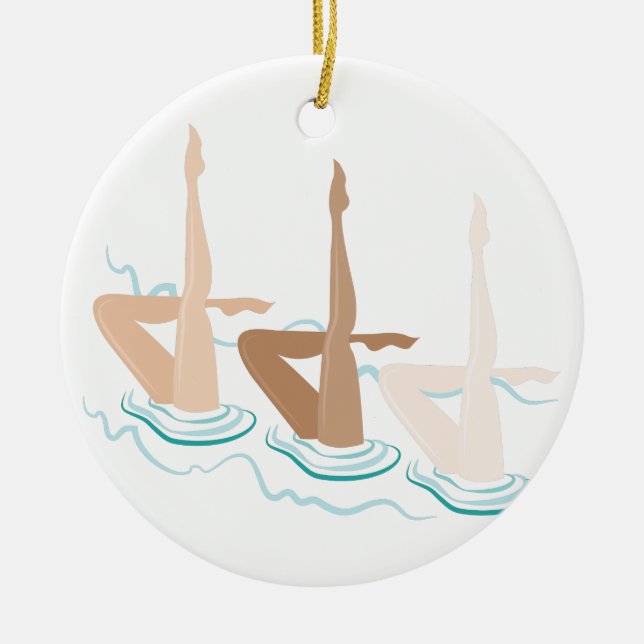 Synchronised Swimming Ceramic Tree Decoration (Front)