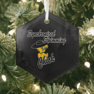 Synchronised Swimming Chick #4 Glass Tree Decoration