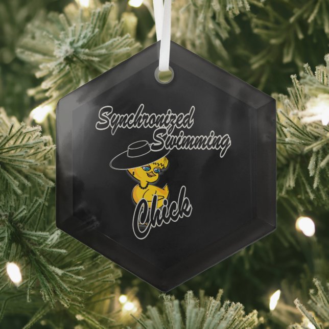 Synchronised Swimming Chick #4 Glass Tree Decoration (Insitu)