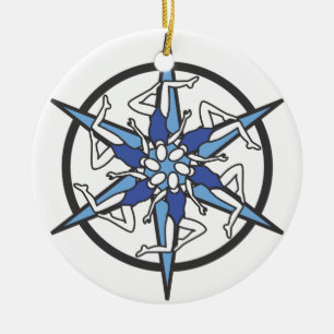 Synchronised Swimming Circle Logo in Blue Ceramic Tree Decoration