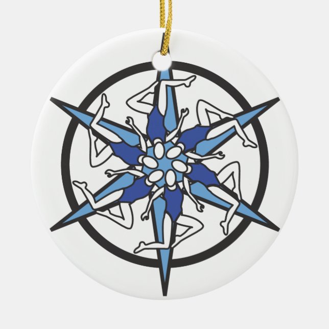 Synchronised Swimming Circle Logo in Blue Ceramic Tree Decoration (Front)