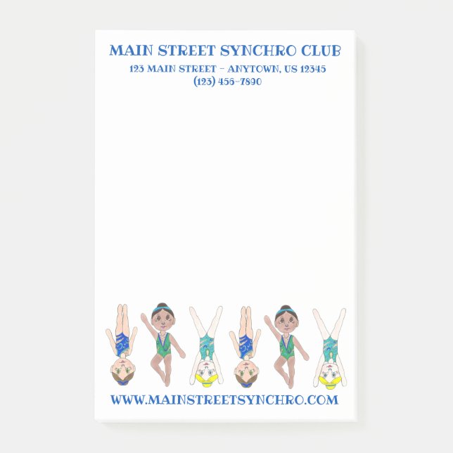 Synchronised Swimming Swim Team Pool Coach Club Post-it Notes (Front)