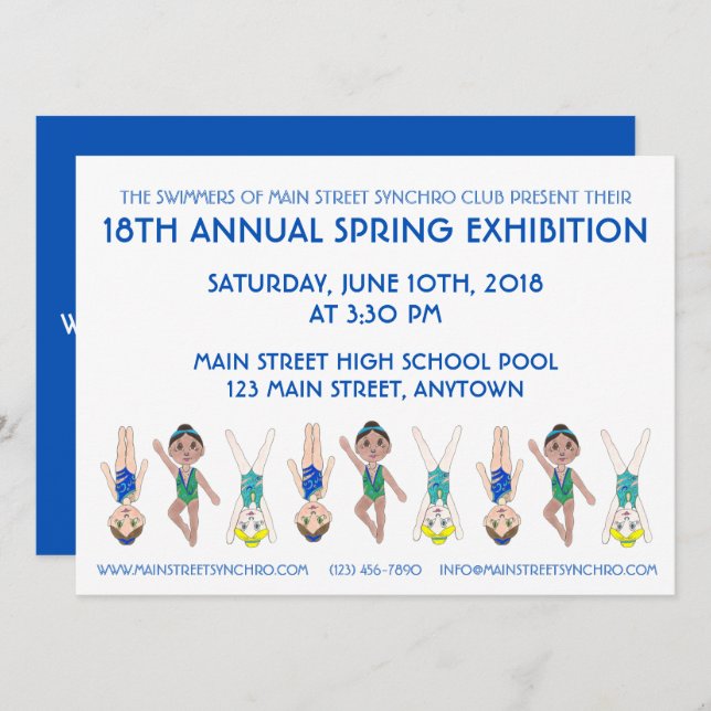 Synchronised Swimming Swim Team Pool Exhibition Invitation (Front/Back)