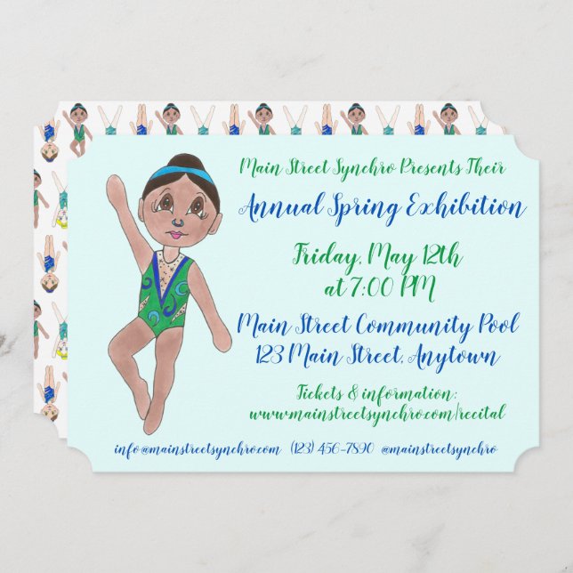 Synchronised Swimming Swim Team Pool Exhibition Invitation (Front/Back)