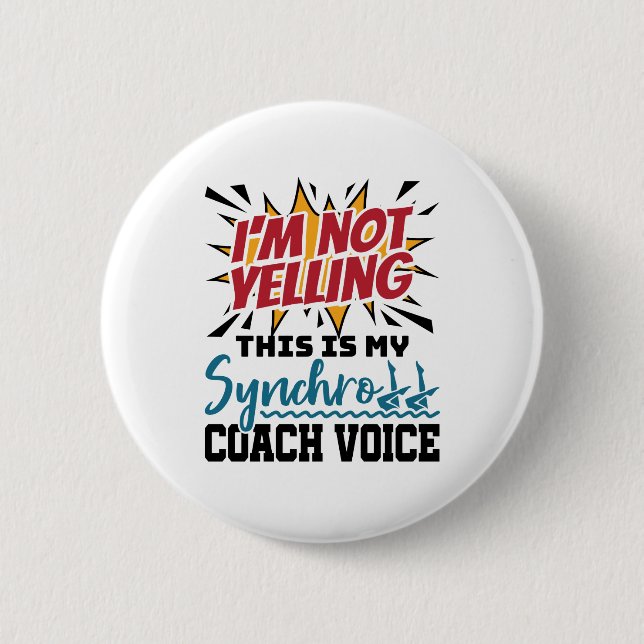 Synchronised Swimming Synchro Coach Voice 6 Cm Round Badge (Front)