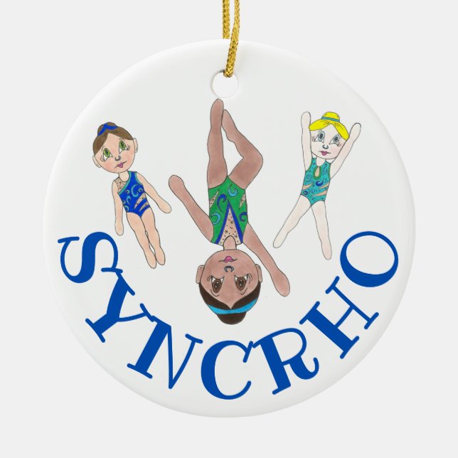 Synchronised Swimming Team Synchro Swimmer Girls Ceramic Tree Decoration (Front)
