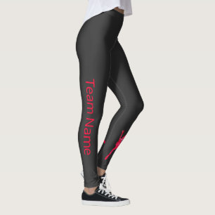 Synchronized skating team leggings - red arabesque
