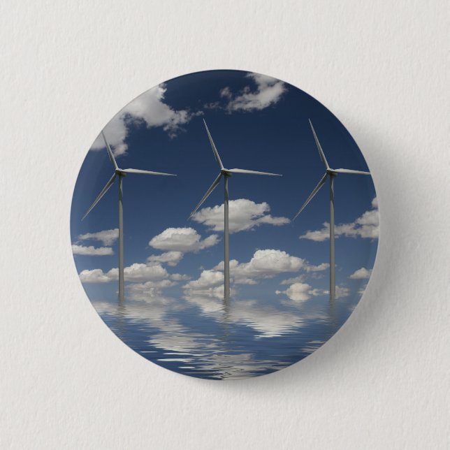 Syncronised Wind Turbines 6 Cm Round Badge (Front)