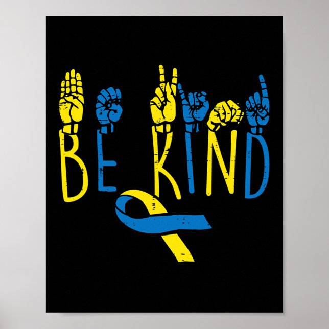 Syndrome Awareness Be Kind Asl Hand Sign Teacher W (Front)