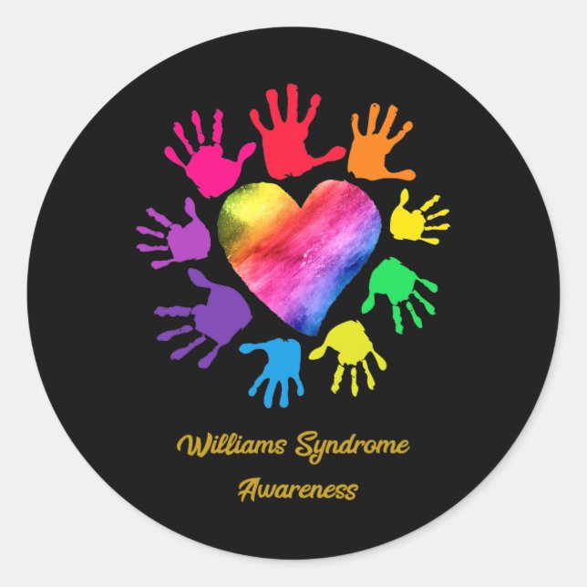 Syndrome Awareness Hands Williams Syndrome Gift  Classic Round Sticker (Front)