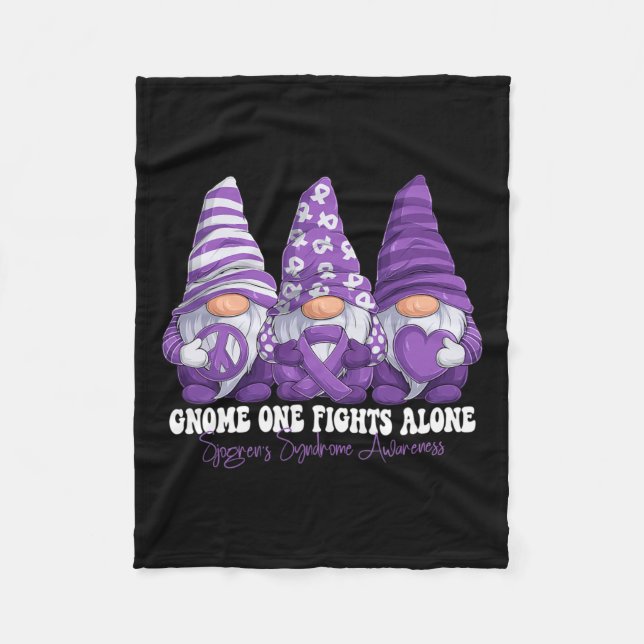 Syndrome Awareness Month Purple Ribbon Gnomies  Fleece Blanket (Front)