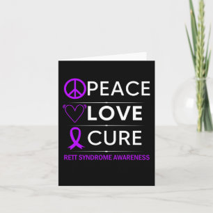 Syndrome Awareness Peace Love Cure Purple Ribbon Card