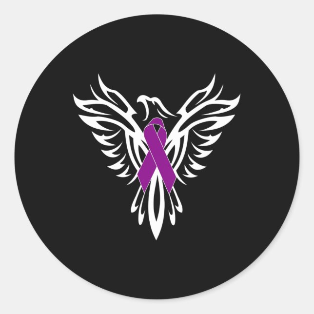 Syndrome Awareness Purple Ribbon1  Classic Round Sticker (Front)