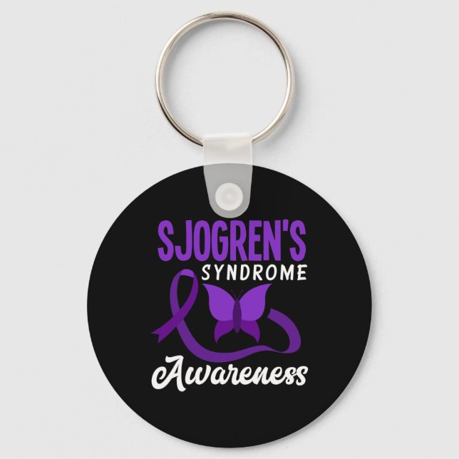 Syndrome Awareness Sjogren's Syndrome Warrior  Key Ring (Front)