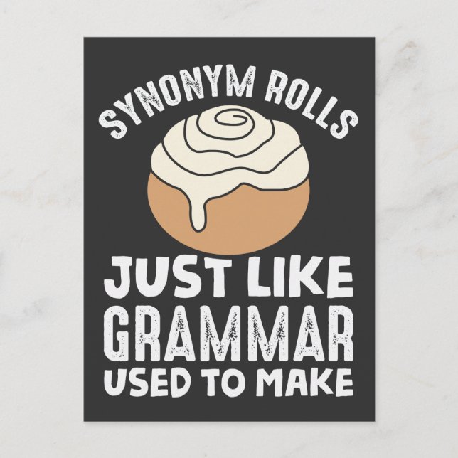 Synonym Rolls Meme English Grammar Teacher Pun Postcard (Front)