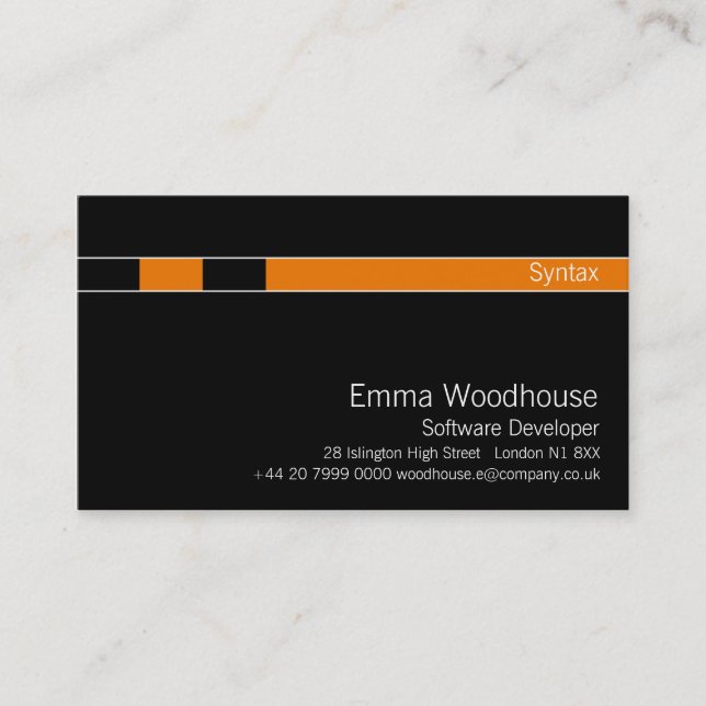 Syntax Black & Orange Business Card (Front)