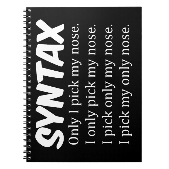 Syntax Funny Nose Picking Notebook (Front)