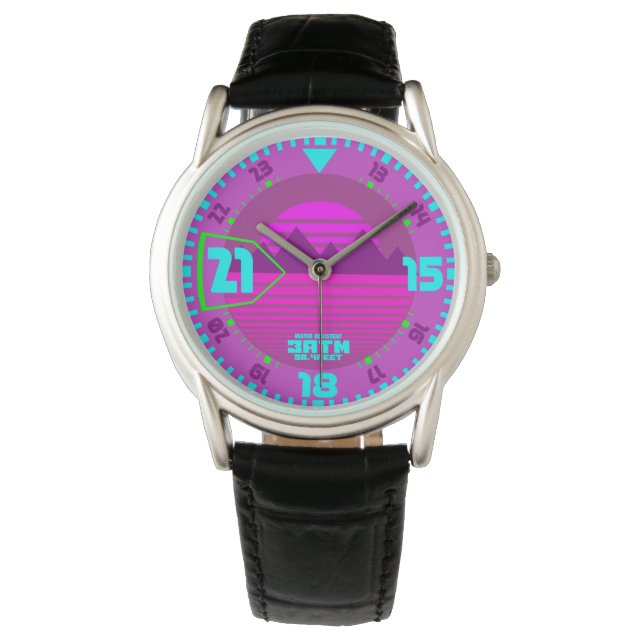 Synth Style 80s eighties retro purple Watch (Front)