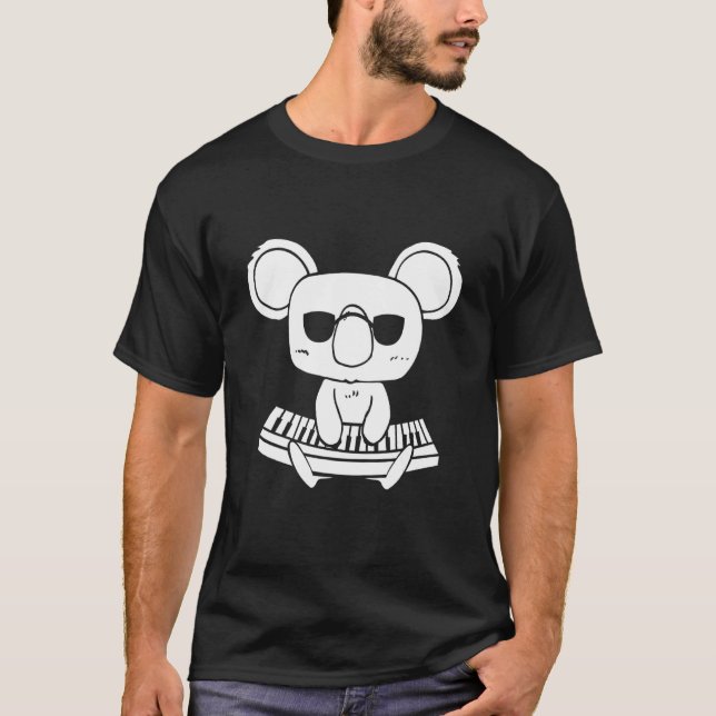 Synthesizer Keyboard Instrument Koala As Keyboard  T-Shirt (Front)