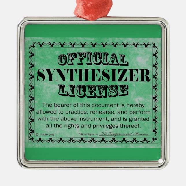 Synthesizer License Metal Ornament (Front)