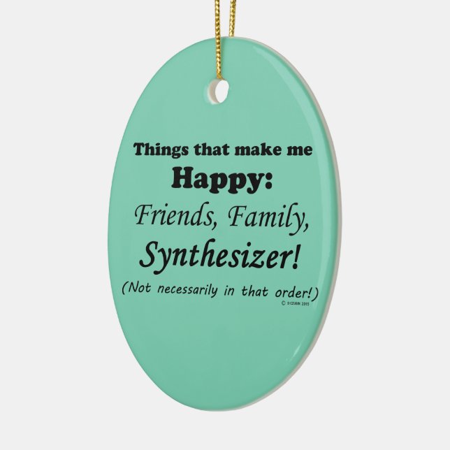 Synthesizer Makes Me Happy Ceramic Tree Decoration (Left)