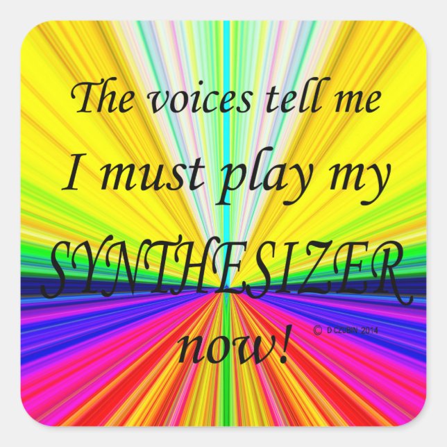 Synthesizer Voices Say Must Play Square Sticker (Front)