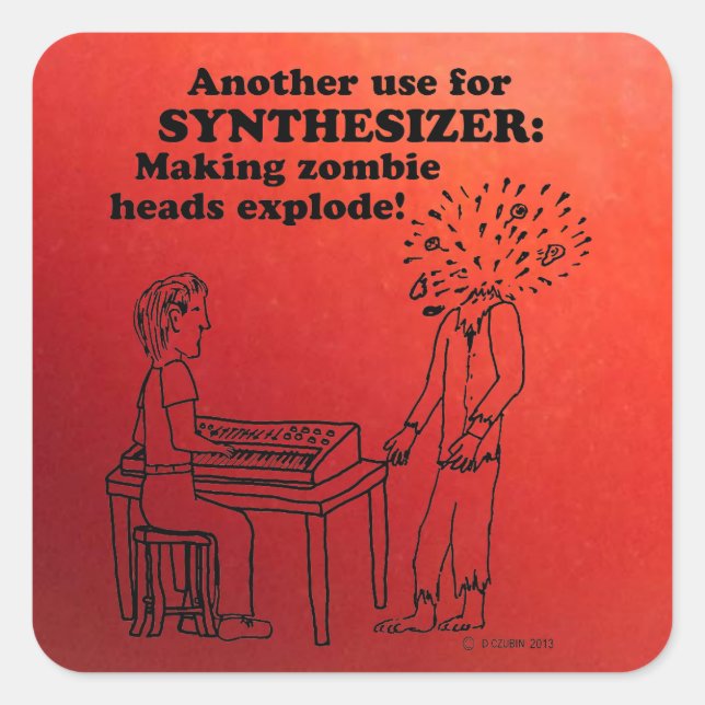 Synthesizer Zombie Explode Square Sticker (Front)