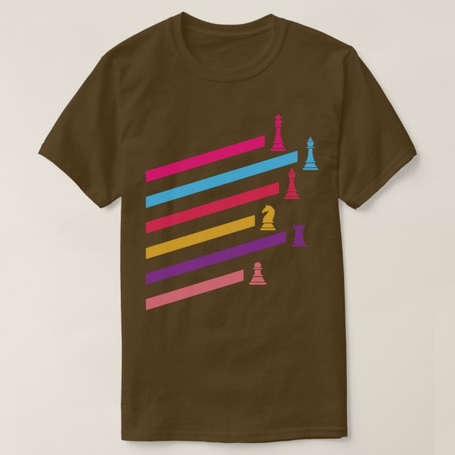Synthwave 80s Chess Pieces T-Shirt (Design Front)