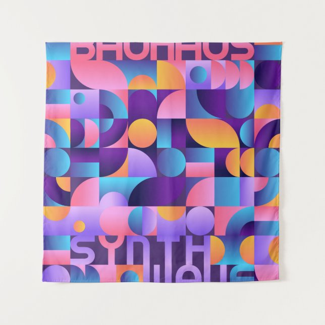 Synthwave Bauhaus Neon poster #2 dark purple-pink Tapestry (Front)