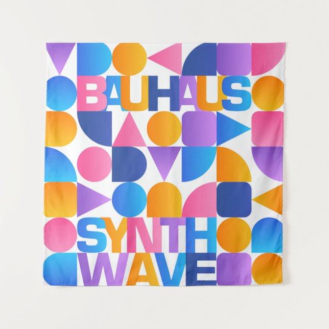 Synthwave Bauhaus Rainbow poster #1 (pink-blue-yel Tapestry (Front)