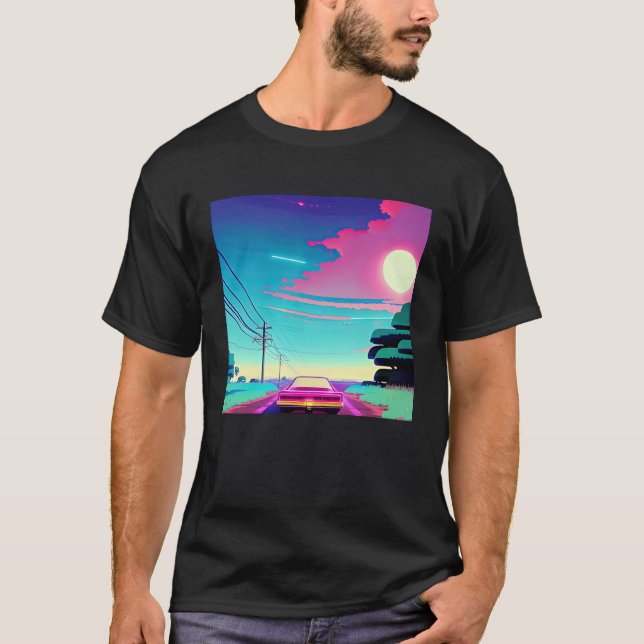 Synthwave car outrun retrowave futuresynth sci fi  T-Shirt (Front)