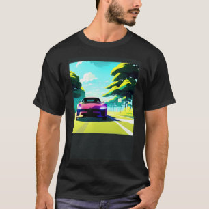Synthwave car outrun retrowave futuresynth sci fi T-Shirt