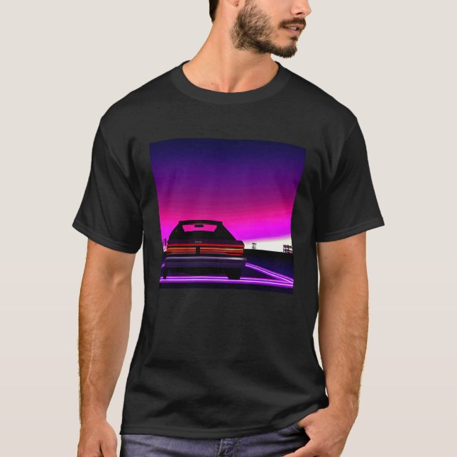 Synthwave car outrun retrowave futuresynth sci fi  T-Shirt (Front)