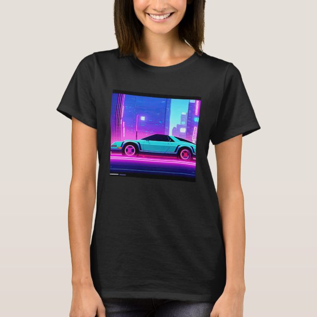 Synthwave car outrun retrowave futuresynth sci fi  T-Shirt (Front)