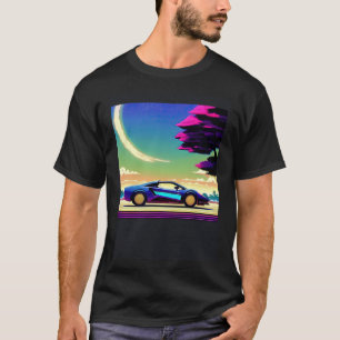 Synthwave car outrun retrowave futuresynth sci fi  T-Shirt