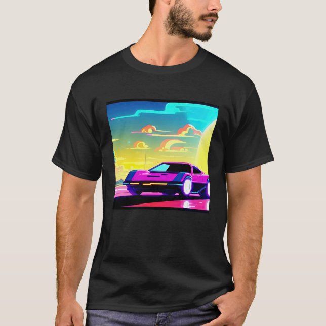 Synthwave car outrun retrowave futuresynth sci fi  T-Shirt (Front)