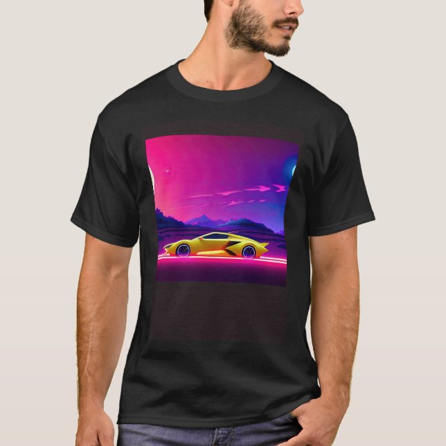 Synthwave car outrun retrowave futuresynth sci fi  T-Shirt (Front)